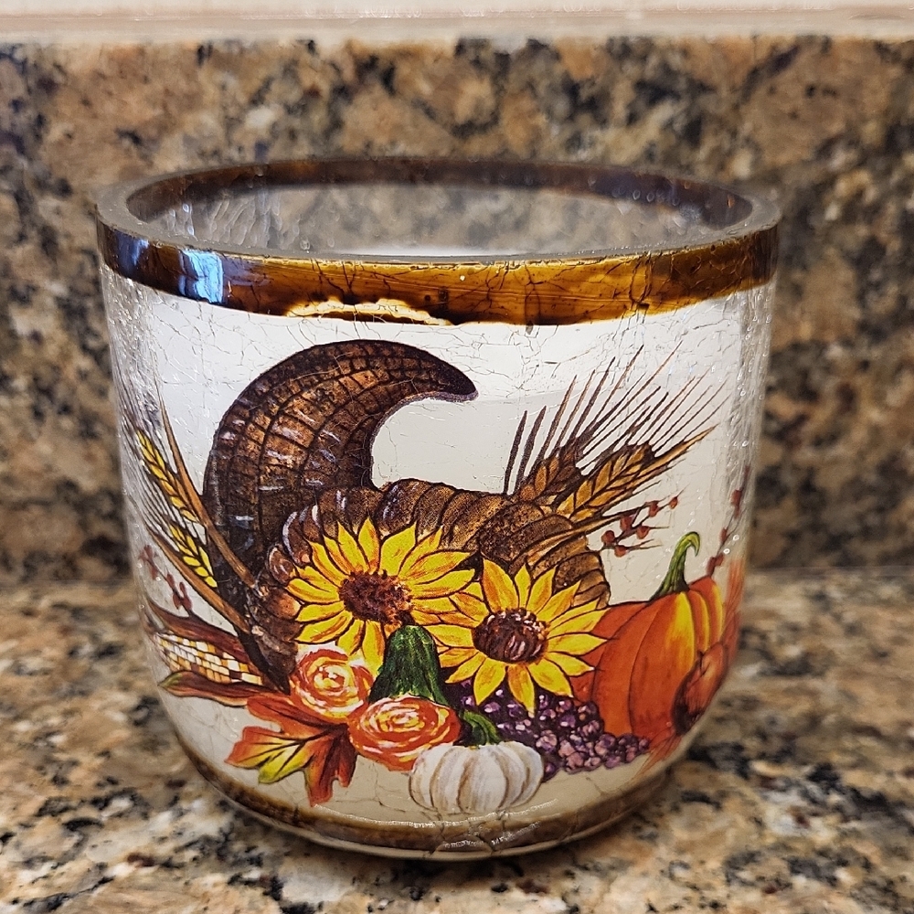 Autumn Harvest Glass Candle - flameless candle